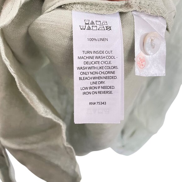 Isaac Mizrahi New York Womens Green 100% Linen Button-Up Blouse Size M Pockets - Picture 6 of 7
